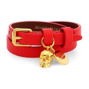 Alexander McQueen Skull Double-wrap Red Bracelet